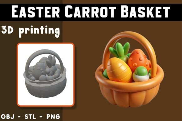 Easter Carrot Basket 3D Model: Bringing Spring Magic to Life