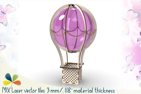 Hot Air Balloon Laser Cut Design 3D