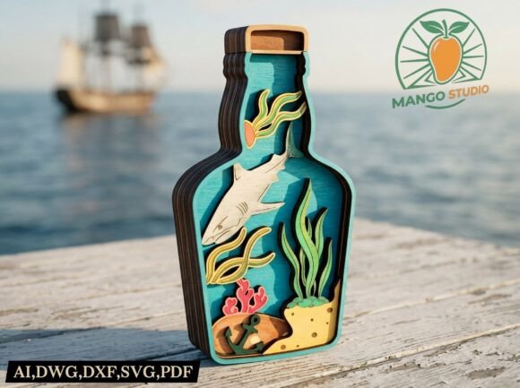 Multilayer Ocean Shark Bottle 3D: A Strategic Approach to Laser-Cut Design