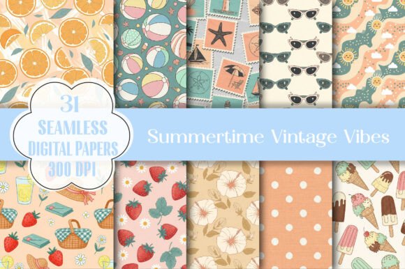 Summertime Vintage Vibes Seamless Paper: A Creative Toolkit for Modern Makers