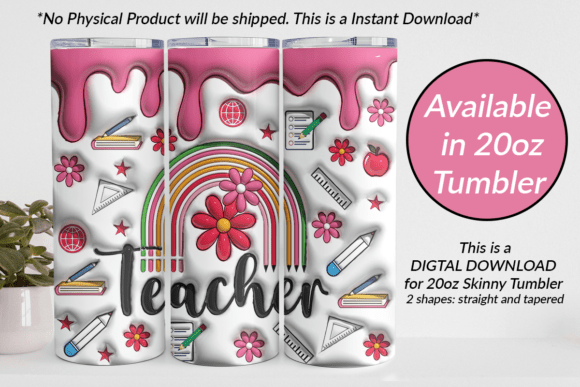 Teacher 3D Tumbler Design Wrap