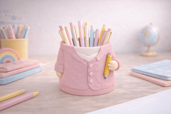 Teacher Pen Holder STL File: A Playful Desk Essential