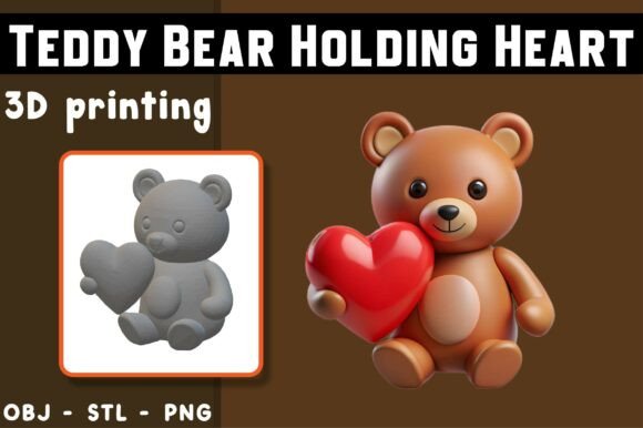Teddy Bear Holding Heart 3D Model: Bringing Whimsy to Life