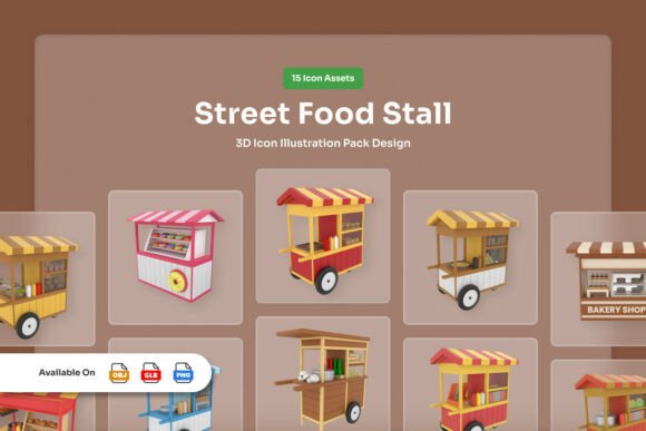 Vendra: Modern 3D Food Stall Icons